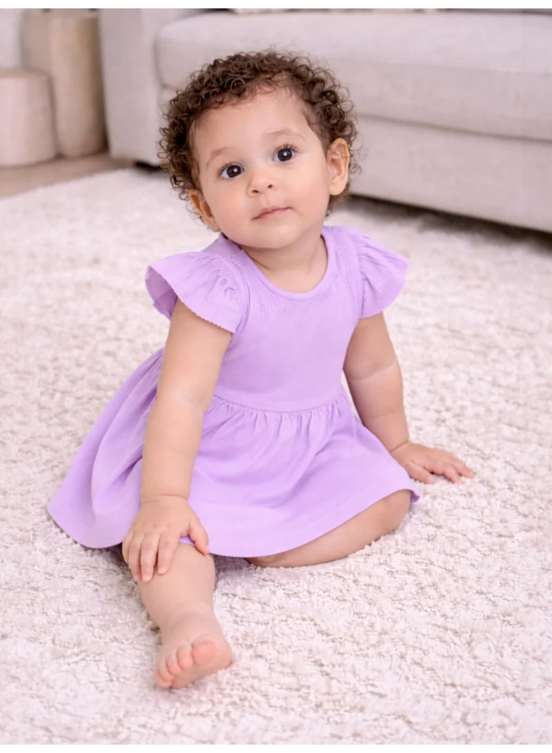 Victor And Jane  Infant Girls 2-Pack Rib Dresses (Heart Print & Solid Lilac) for Women | Best Price UAE